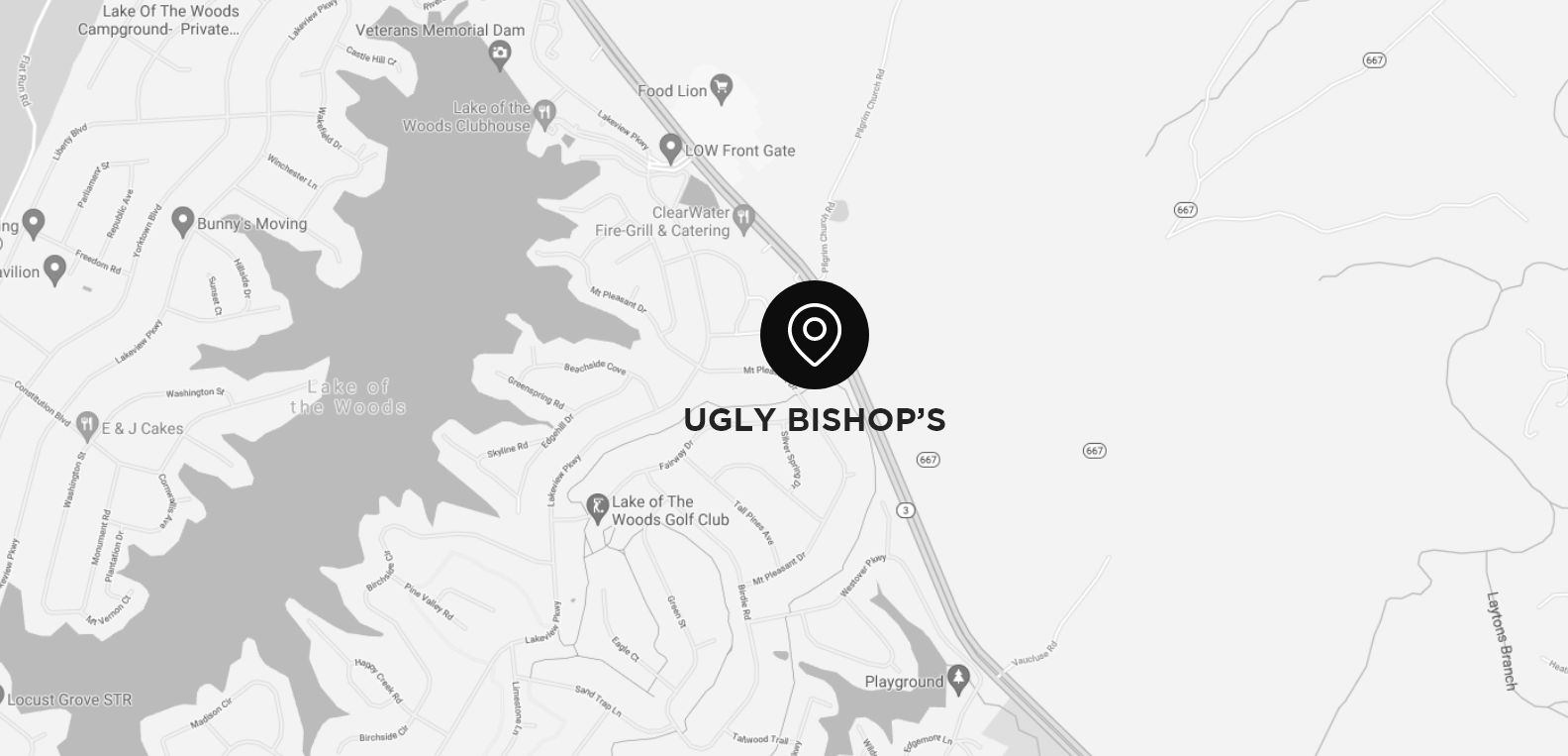 map of ugly bishop's studio in locust grove
